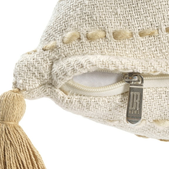 HomeRoots 554552 20 in. White Cotton Pillow with Tassels Edges