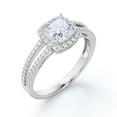 thumbnail image 4 of JeenMata 1.25 Carat Cushion Cut Moissanite - Halo - Split Shank Engagement Ring - 18K White Gold Plating Over Silver, 4 of 7