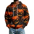 thumbnail image 4 of Leidass Halloween Hoodie for Men Funny Pumpkin Face Hooded Sweatshirts Scary Skull Long SLeeve Tops Holiday Costumes Black L, 4 of 5