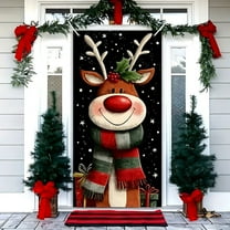 Hometravel Christmas Door Cover Decor, 35x71 Inch Holiday Door Decoration, Festival Party Background for Wall and Entrance Seasonal Display