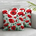 thumbnail image 3 of Leisuo  Red Poppy Throw Pillow Cover Red Flower Green Grass Pillow Case Pillowcase for Bedroom, Living Room, Cushion Sofa, 3 of 5