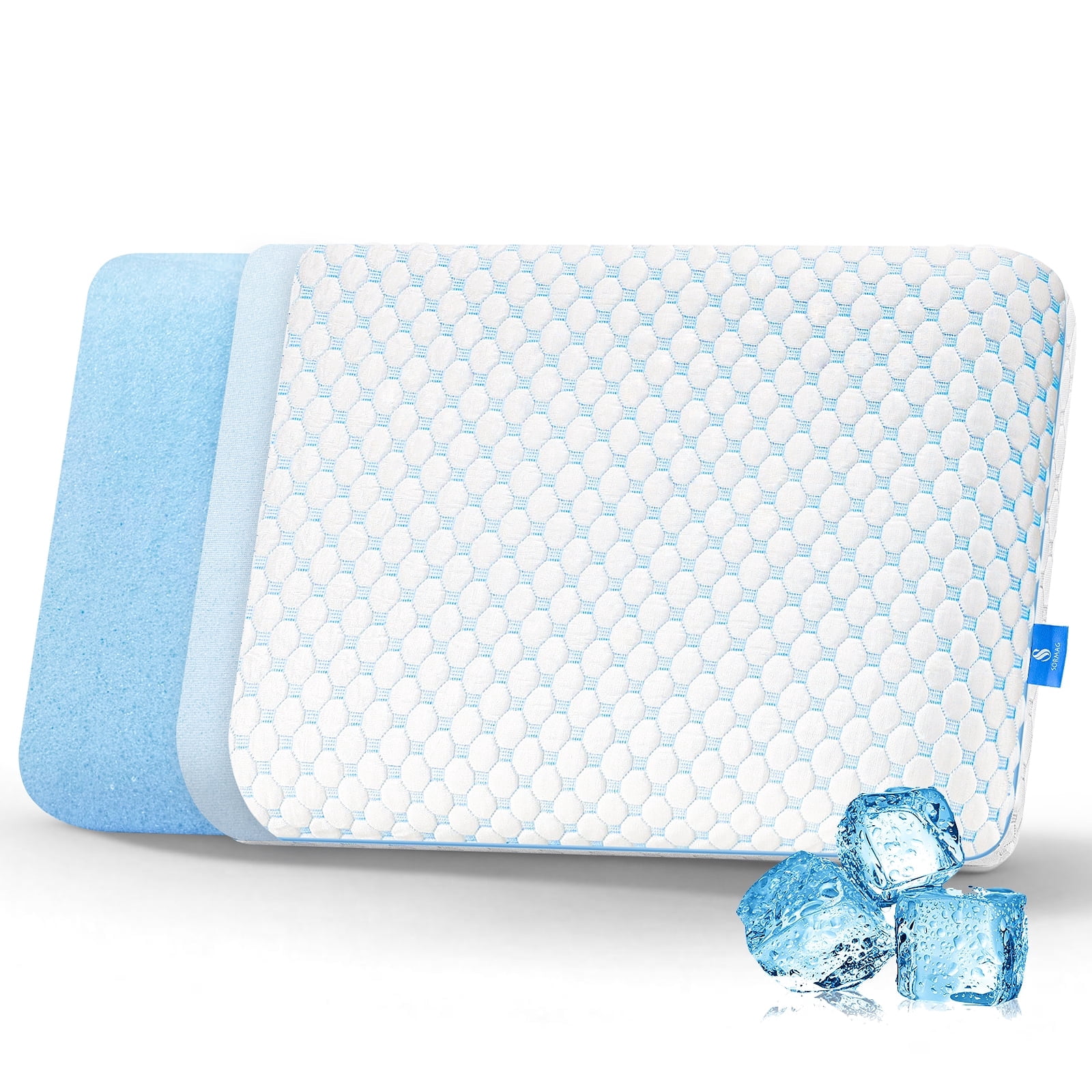 SORMAG Memory Foam Pillow for Bed, Firm Cooling Pillow with Washable Cover, Supportive Bed Pillow for Side,Stomach and Back Sleepers,1 Pack,Standard Size 16" x 24"
