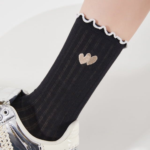 Ohufall Women's Solid Color Thin Style Pile Socks Breathable In Tube Socks Socks
