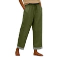 thumbnail image 6 of kaondbfi Cotton Linen Pants Women Summer Casual Straight Leg Pants Elastic Waist Beach Trousers with Pockets, 6 of 8