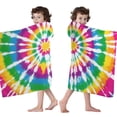 thumbnail image 4 of Rainbow Tie Dye Mandala Pattern Hooded Bath Towel，60"x35" for Ages 3 To 12 Kids, Quick Dry Lightweight Soft Microfiber Hood Beach Towel Cover Up for Kids, 4 of 7