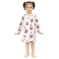 thumbnail image 2 of Girls' long-sleeved dress Pink Bow and Brown Bear Girls' A-line dress with ribbed cuffs Soft and comfortable, 2 of 6