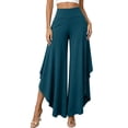 thumbnail image 2 of Karymi Shorts for Women High Waist Ruffle Layered Flowy Wide Leg Pants, Solid Elastic Waist Asymmetrical Hem Palazzo Trousers, Elegant Party Vacation Wide Leg Pants Woman, 2 of 7