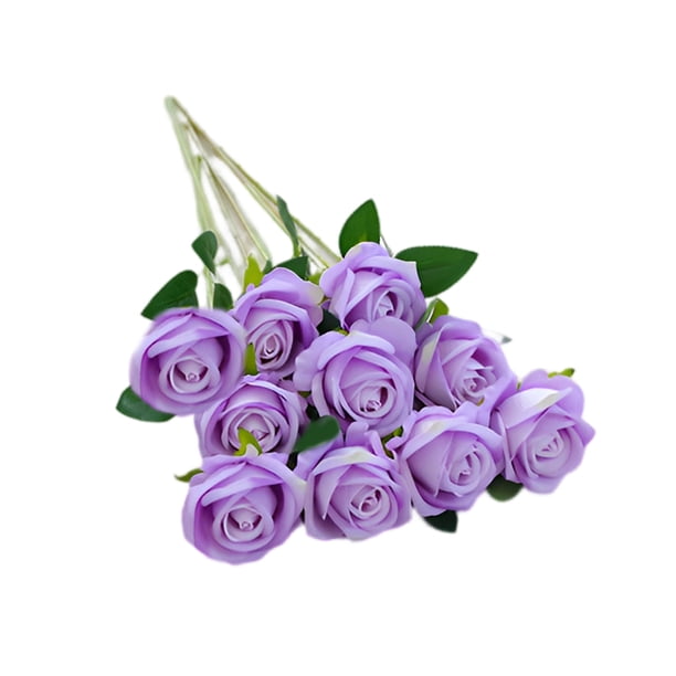 Inteprter 10 piezas de tela de simulación de flores artificiales de larga duración para el hogar, sala de estar, fiesta, plantas decorativas de flores Flores artificiales Púrpura claro Inteprter HA084570-03