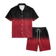 thumbnail image 5 of Hearthz Men's 2 Piece Short Sets Gradient Print Short Sleeve Button Down Shirt and Shorts Set Summer Casual Tracksuit with Pockets, 5 of 6