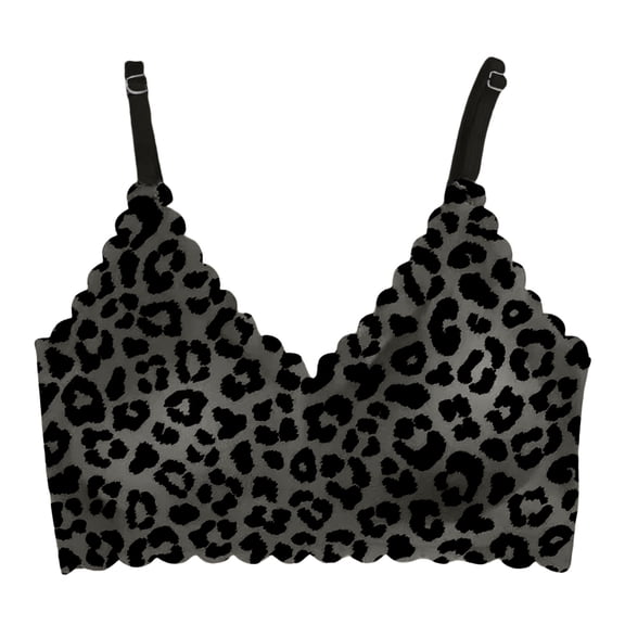 Bras for Women Leopard Print Wireless Bras No Underwire Bra Bralette Full Coverage Supportive Bra Comfortable Seamless Underwear for Women