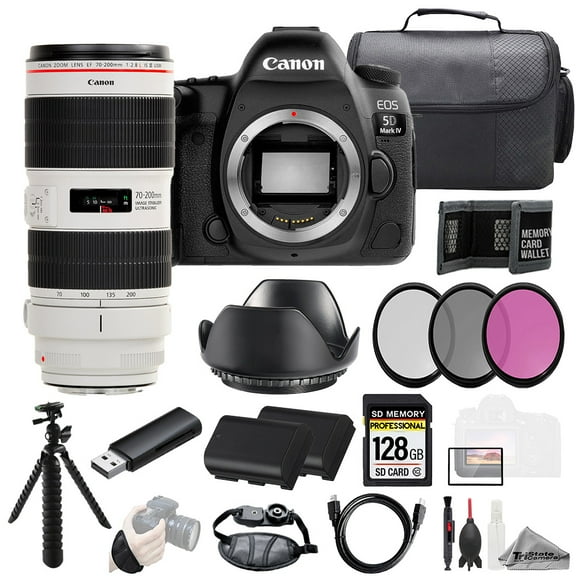 Canon EOS 5D IV Camera   EF 70-200mm f/2.8L IS III USM Lens 128GB   Ext Bat  3 PC Filter- Kit (International Version)