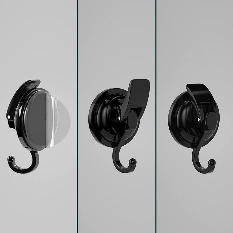 SOCONT Suction Cup Hooks for Shower, SUS 304 Stainless Steel Shower Hook  for Inside Shower, Matte Black Plished Easy to Install Super Suction for
