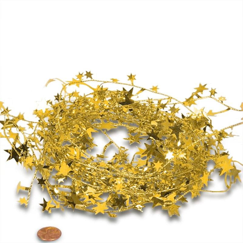 Gold Large Star Garland Christmas | Length - 24 1/2 ft. by Paper Mart