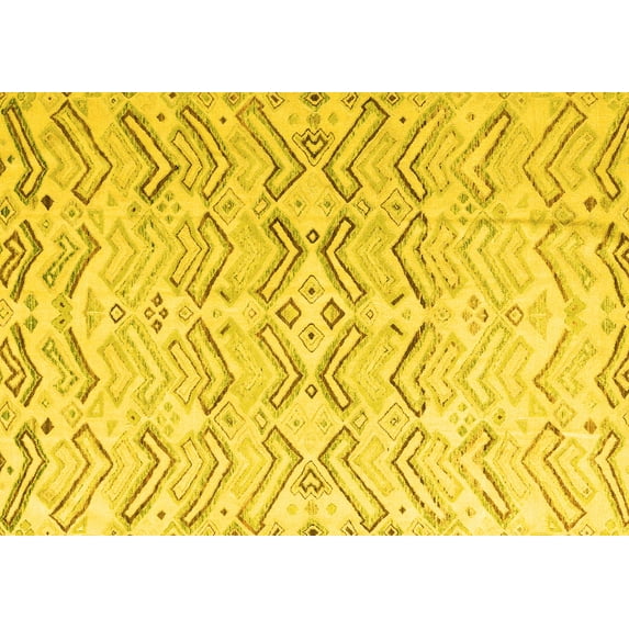 Ahgly Company Machine Washable Indoor Rectangle Solid Yellow Modern Area Rugs, 3' x 5'