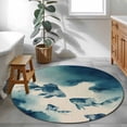 thumbnail image 4 of Navy Blue Fish Round Rug 3ft Washable Circle Entryway Rugs Non Slip Nautical Coastal Summer Ocean Modern Rustic Area Rug Indoor Floor Carpet for Bedroom Kitchen Living Room Home Office Dining Room, 4 of 8