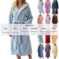 thumbnail image 6 of Winter Fleece Robe for Women Comfy Absorbent Wrap Bathrobe with Belt Loose Long Sleeve Hooded Pocket Long Bathrobe, 6 of 6
