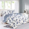 thumbnail image 1 of 3 Piece Quilt Set with Shams. Soft All-Season Microfiber Bedspread Featuring Attractive Seascape Images. Machine Washable. Catalina Collection (Full / Queen, Navy), 1 of 5