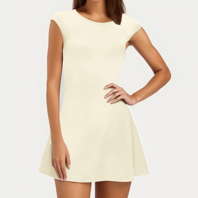 beige plain dress Strapless Linen Dress main image 0