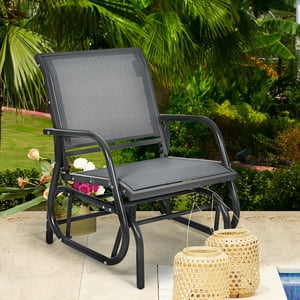 Costway Outdoor Single Swing Glider Rocking Chair, Grey