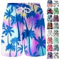thumbnail image 7 of Gyexs Boys Swim Trunks Size 8-9 4th of July Print Swim Shorts Independence Day Star Flag Graphic Hawaiian Style Holiday Vacation Beach Shorts Navy, 7 of 7
