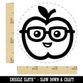 thumbnail image 2 of Cute Kawaii Apple Smart with Glasses Self-Inking Rubber Stamp Ink Stamper - Orange Ink - Small 3/4 Inch, 2 of 7