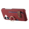 thumbnail image 3 of Y2 For iPhone 16 Case Ring Holder Kickstand Card Slot Leather Phone Back Cover - Date Apricot, 3 of 5
