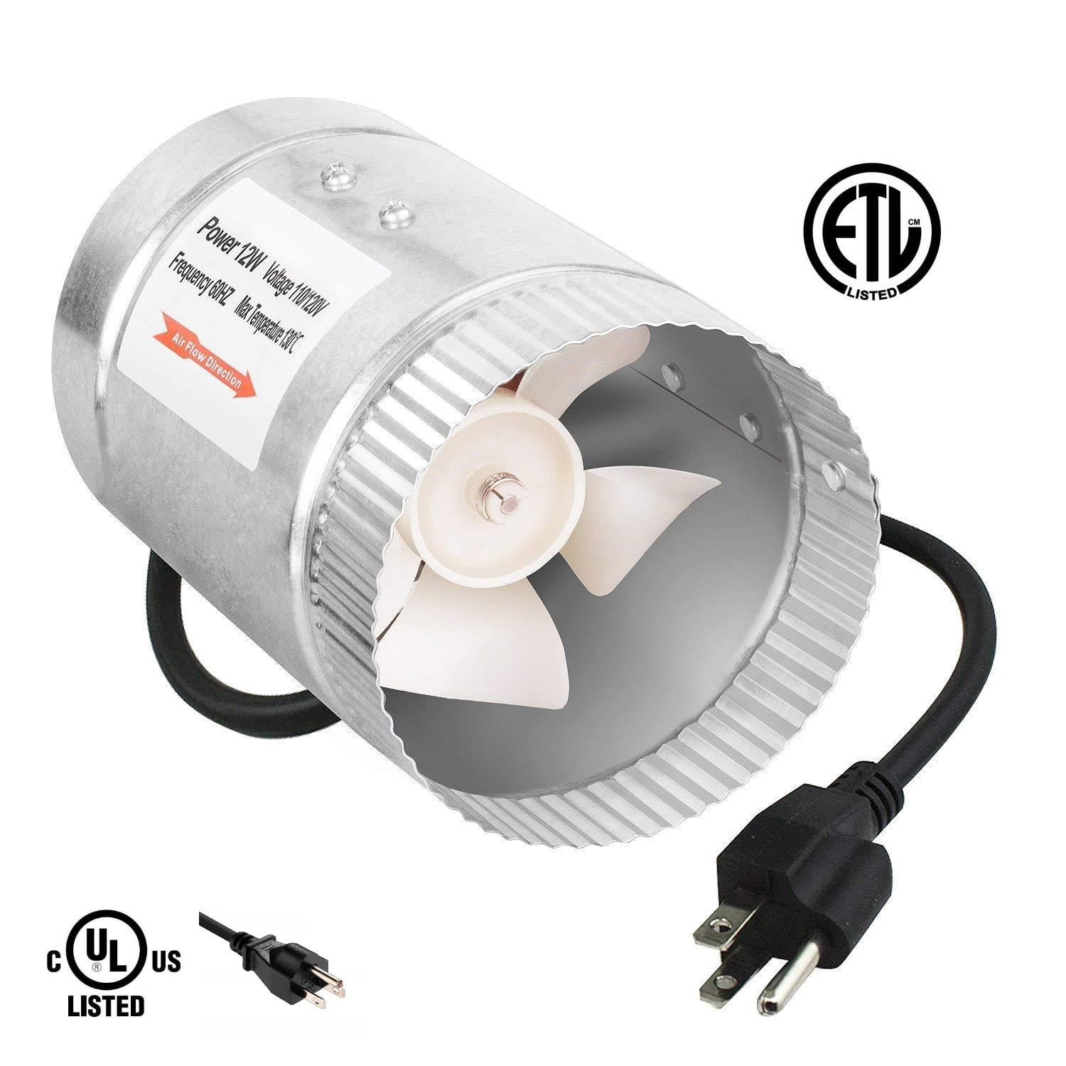 with 6.5 ft Grounded Power Cord Y YOOMALL 4 Inch Duct Booster Fan 80 CFM for Air Exhaust and Intake Improving Air Circulation 