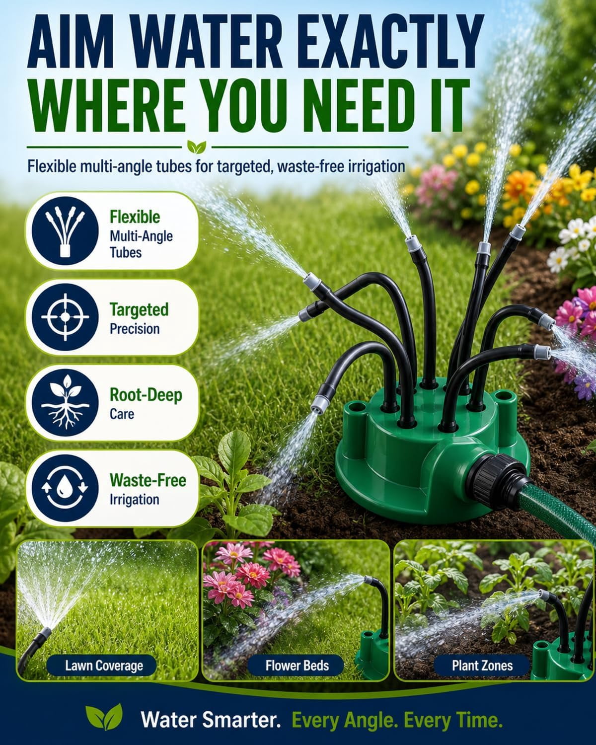 360° Coverage Lawn & Garden Irrigation Sprinkler, 12 Flexible Spray Nozzles for Targeted Watering, Adjustable Lawn Sprinkler with Durable Ground Spike, DIY Irrigation Kit for Yard Flower Bed (2Sets)