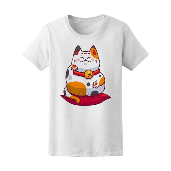 Playera Para Mujer - Ilustracion. Gato De La Suerte En Almohada Smartprints T-shirt