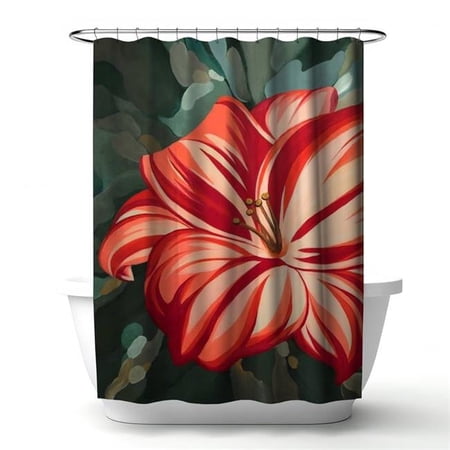 Begin Home Decor 4240-7174-FL241-1 71 x 74 in. Blooming Daylilies Red Botanical Shower Curtain - Home Decor