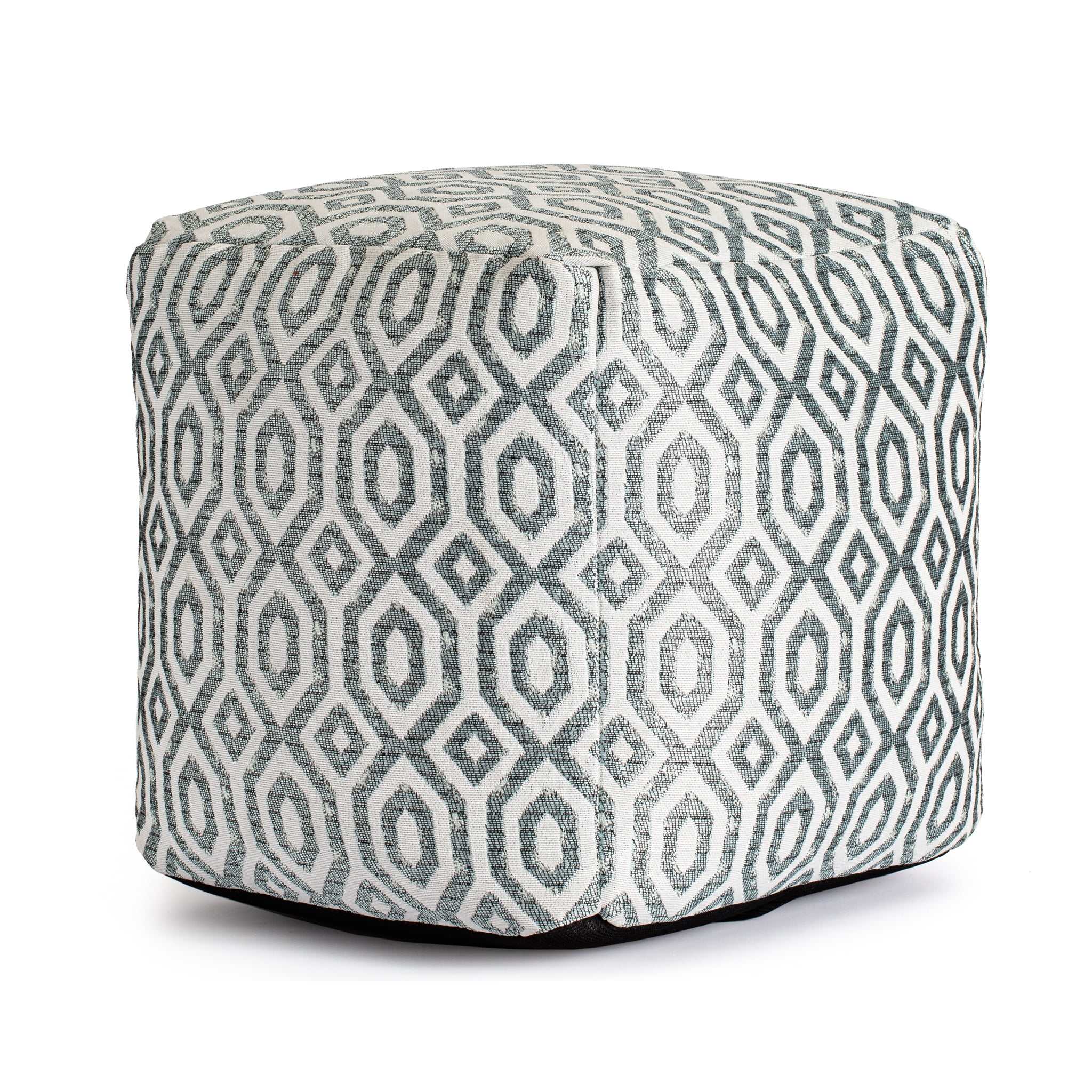 Zuma Teal 18" x 18" x 18" Teal & Ivory Pouf