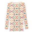thumbnail image 4 of Pompotops Femmes Décontracté Vent Tribal Imprimé Manches Longues Col Rond Chandail Blouse T-shirt Hauts, 4 of 5