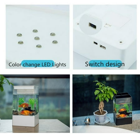 Led Light Square Usb Self Cleaning Aquarium Ecological Desk Fish