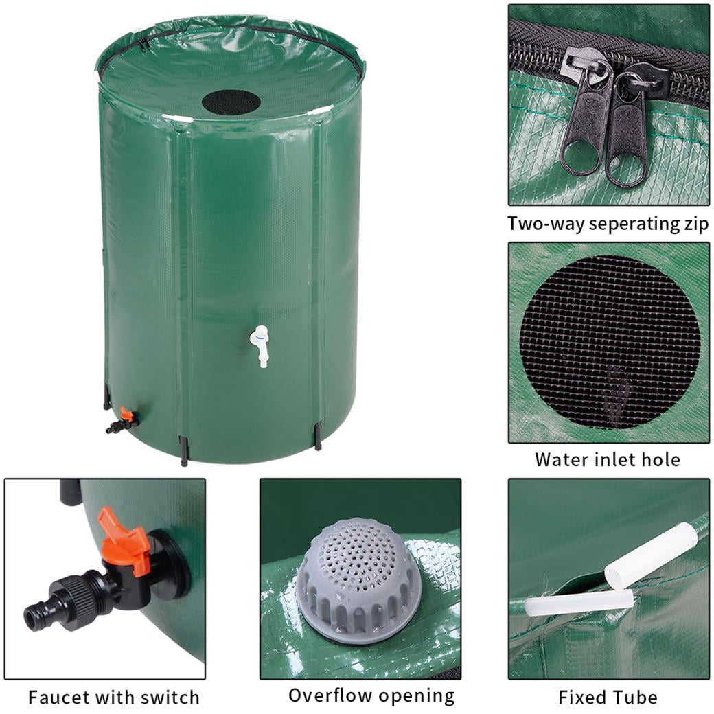 100-Gallon Eco-Friendly Foldable Green Rain Collector - Innovative Water Storage Solution for Outdoor Gardening Needs