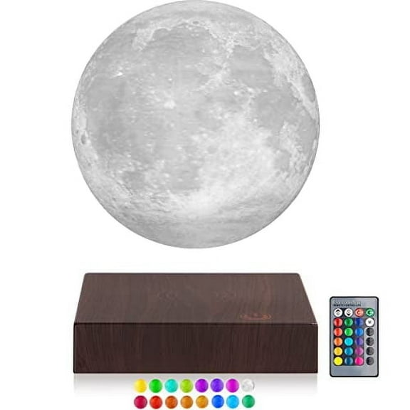 VGAzer Floating Moon Lamp 3 D Printing Magnetic Levitating Moon Light Lamp Has 16 Colors  4 Modes for Home Office Decor, Creative Gift-6 inch,