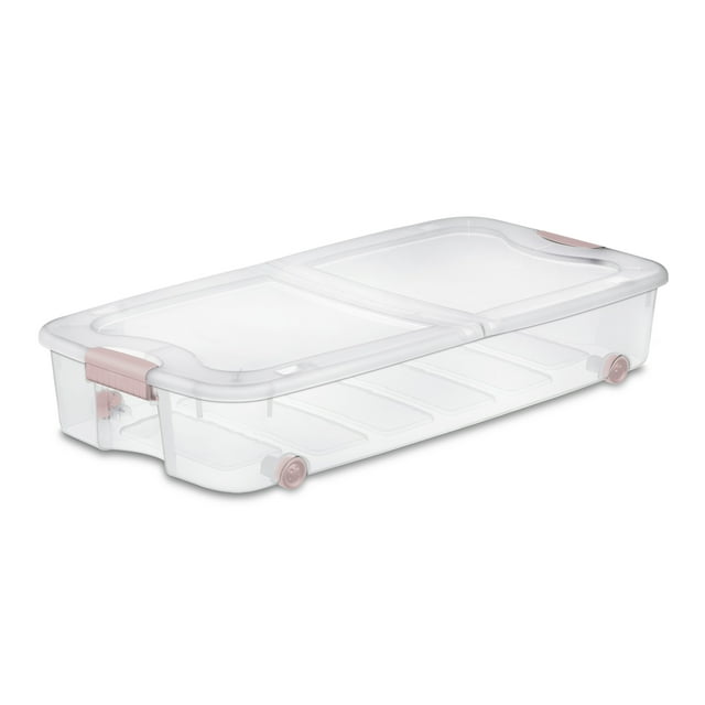 Sterilite Boîte Ultra™ Sous-le-lit 62 litres avec Roulettes - Rose