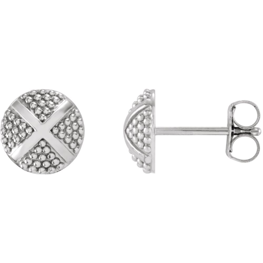 Diamond2Deal 14K White Gold Granulated X Stud Earrings for Women