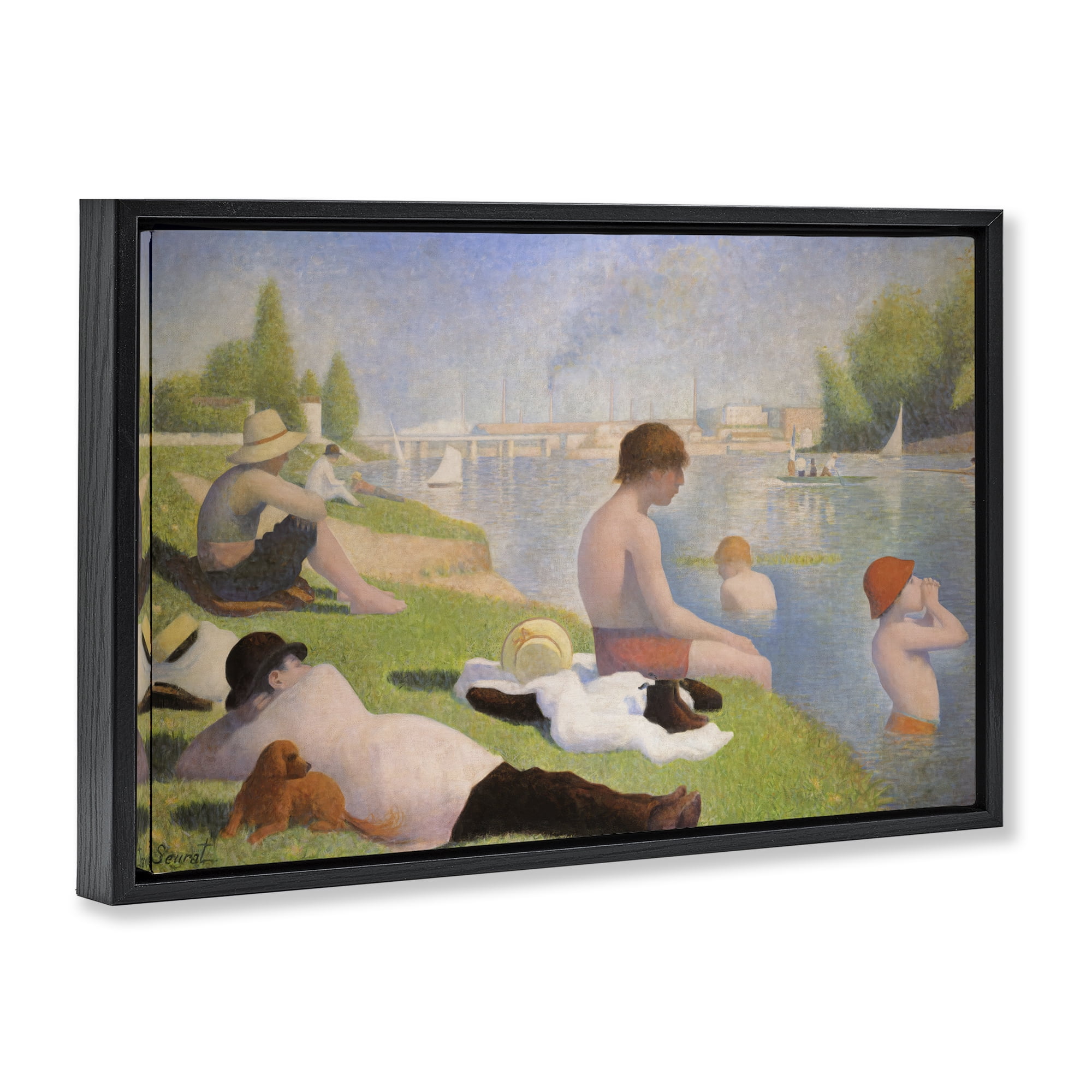 Stupell Industries Afternoon Bathers Georges Seurat Black Framed Floater Canvas Wall Art, design by Georges Seurat