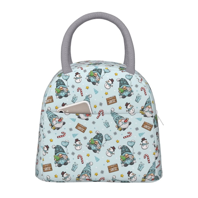 Fotbe Winter Wonderland Light Blue Bolsa de Almuerzo con Estampado, Lonchera Aislada, Contenedor de Comida Reutilizable Tipo Cooler a Prueba de Fugas
