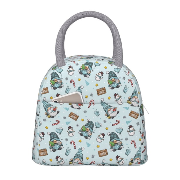 Fotbe Winter Wonderland Light Blue Bolsa de Almuerzo con Estampado, Lonchera Aislada, Contenedor de Comida Reutilizable Tipo Cooler a Prueba de Fugas