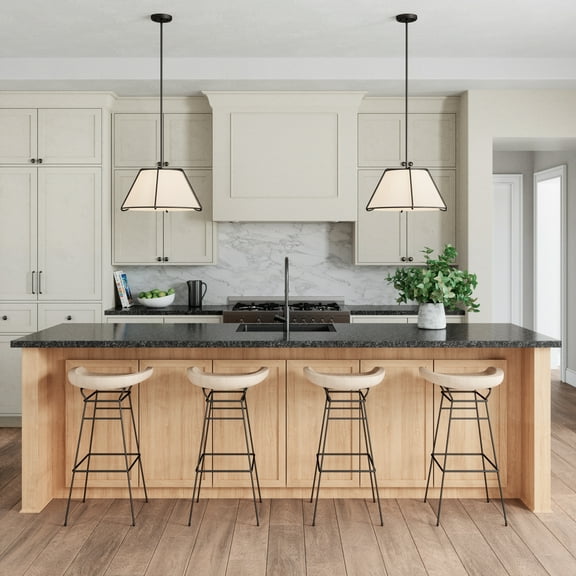 Atlas Lighting and Home Rubbed Bronze Hanging Pendant Ceiling Light Fixture with Conical Shade - 18"