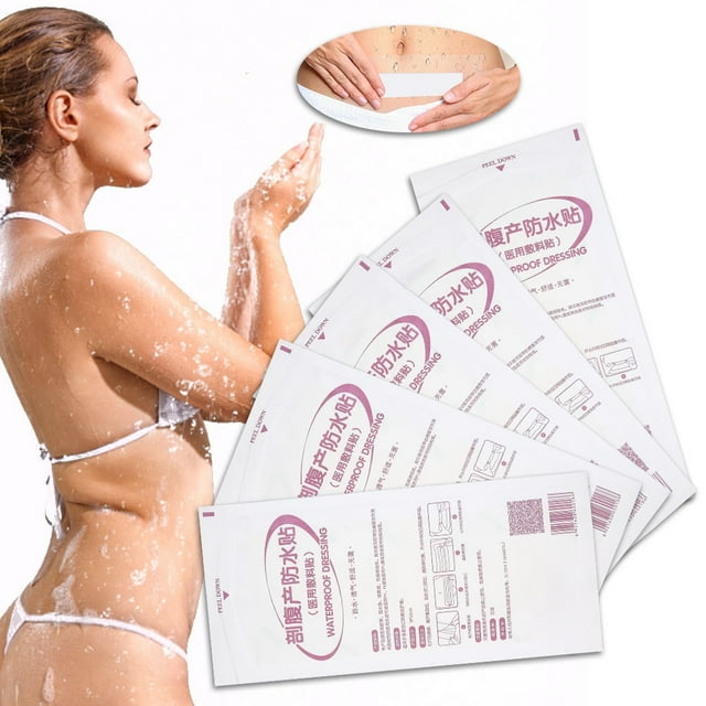 Patch de Plaie Imperméable Pansement de Douche Pansement Protecteur de Plaie 5 Pcs Pansement de Plaie Césarienne Post-Partum Pansement de Douche Imperméable