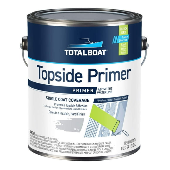 TotalBoat Marine Topside Boat Paint Primer for Fiberglass and Wood (Gray), 1 Gallon (Pack of 1)
