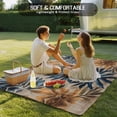 thumbnail image 4 of Navy Blue Brown Outdoor Rug 3x5 Ft - Reversible Patio Rug Outdoor Camping Rugs, Tropical Vintage Botanical Palm Leaves Washable Indoor Outdoor Area Rugs, Non-Slip Outdoor Carpet Runner for Deck/Porch, 4 of 8