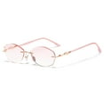 thumbnail image 3 of Women's Reading Glasses 1.00 Ultra-light Rimless Blue light Blocking Presbyopic Glasses Gradient Pink Sunglasses Readers +1.00, 3 of 5