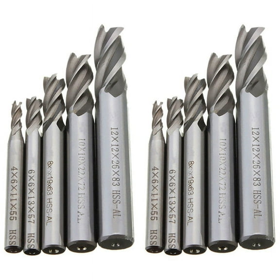 10Pcs Straight Shank End Mill Cutter 4 Flute Hss Drill Bit 4/6/8/10/12mm for Cnc Milling Tool