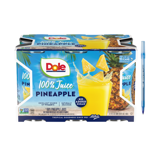 Pineapple 100% Juice 6 fl oz • 6 ct