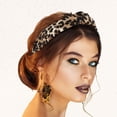 thumbnail image 4 of Diadema Ancha Elástica Unique Bargains con Nudo Patrón de Leopardo Marrón, 4 of 7