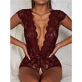 thumbnail image 3 of Lencería sexy sin espalda escote en V profundo encaje apasionado seducción ropa de dormir lencería sexy hueca, 3 of 5