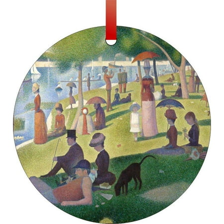 Sunday Afternoon La Grande Georges Seurat's A Sunday Afternoon On The Island Of La Grande Jatte Painting Flat Round - Shaped Christmas Holiday Hanging Tree Ornament Disc Made in the U.S.A. ()